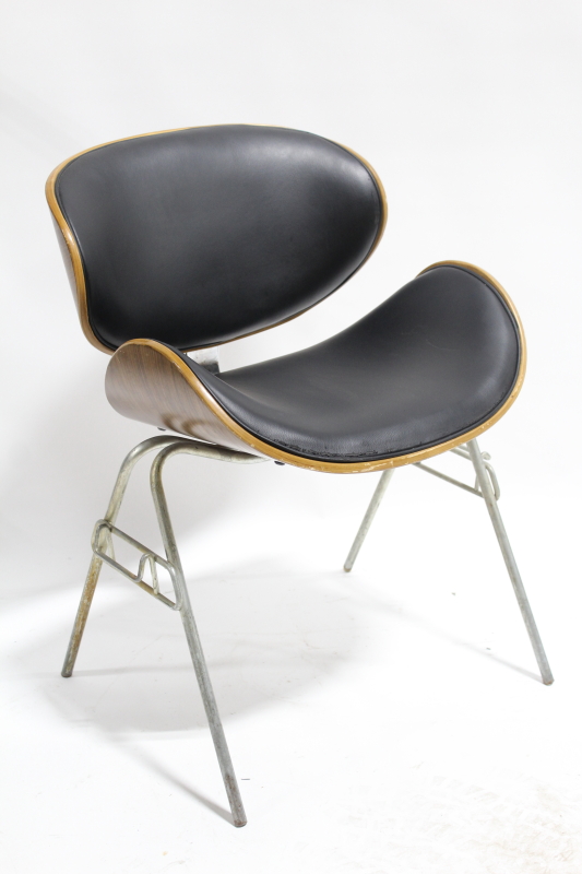 chair side modern style molded wood w black cushioned seat back grey