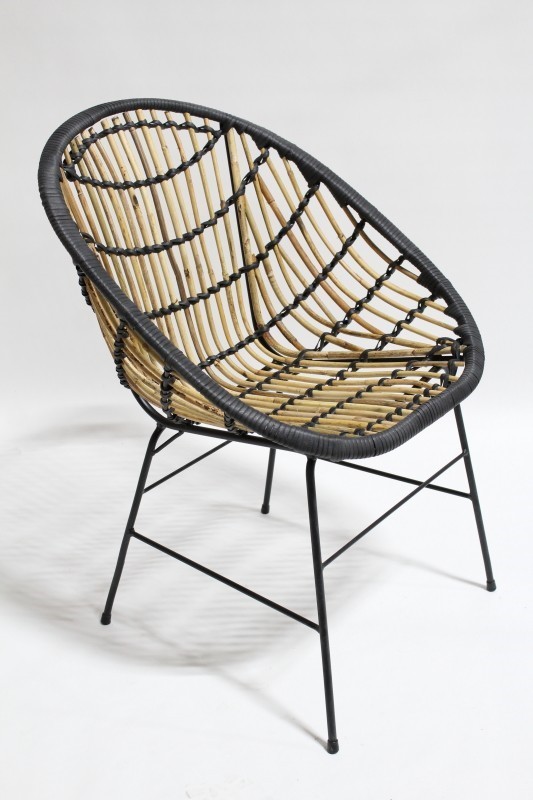 chair rattan modern indoor outdoor wrapped w black binding round rattan