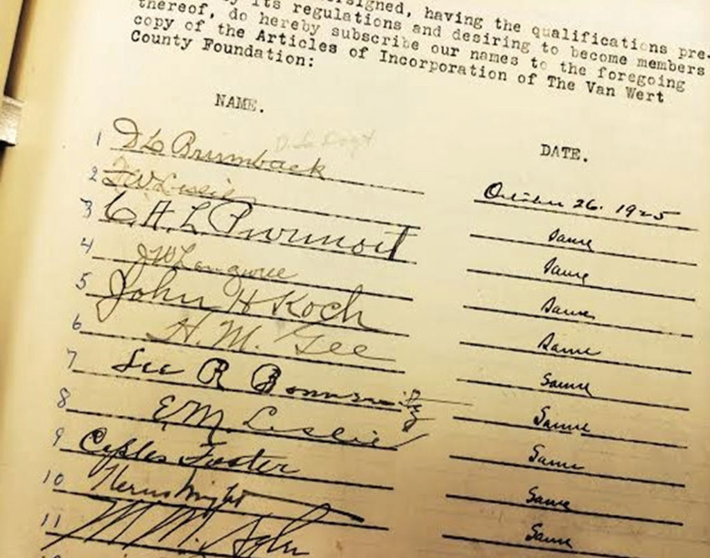 History Van Wert County Foundation Van Wert, Ohio