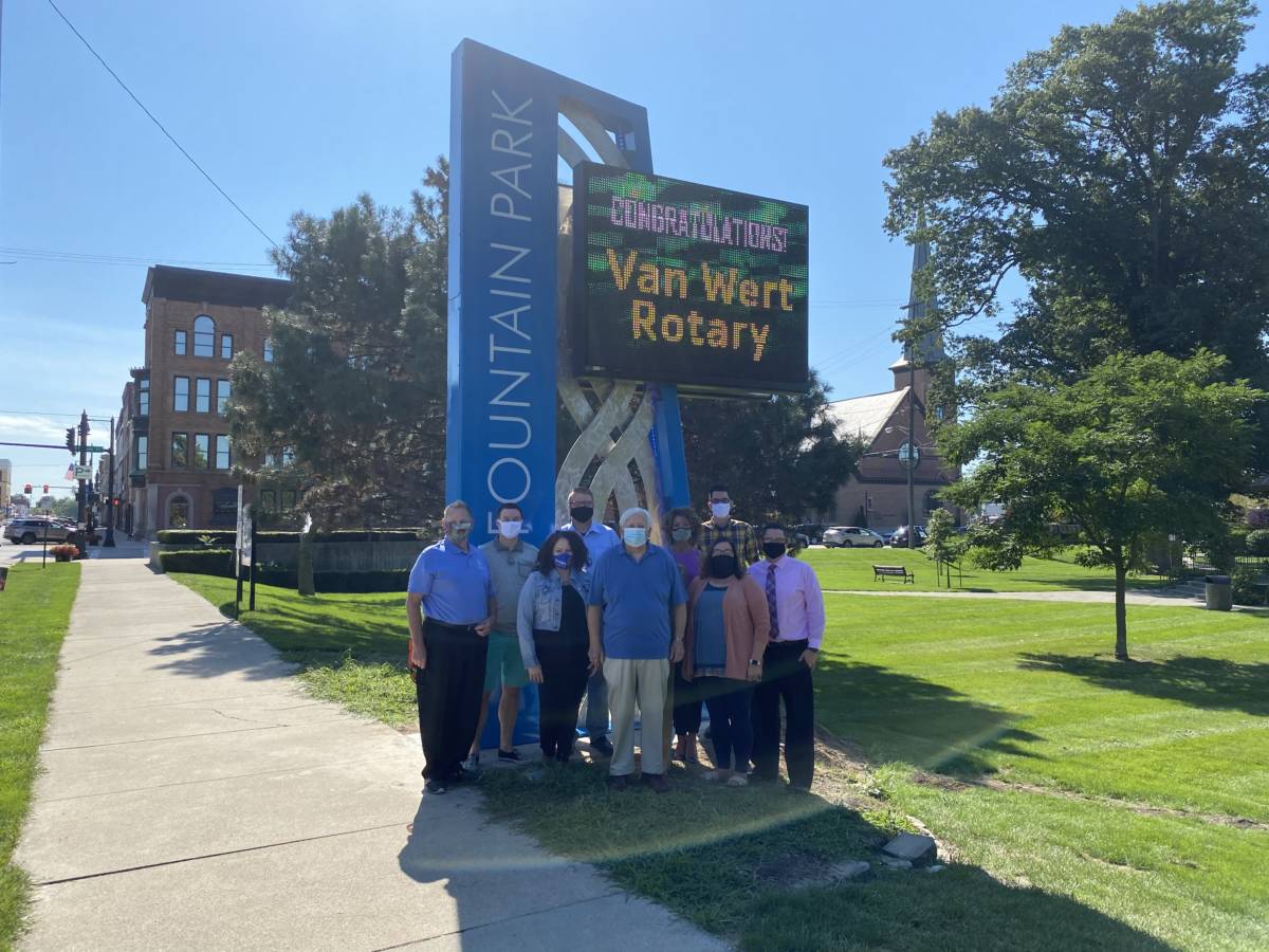 Vibrant Art Installation and Digital Sign at Fountain Park Van Wert
