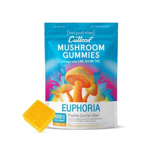 Cutleaf Euphoria Live Rosin THC Mushroom Gummies Review Vape challenge