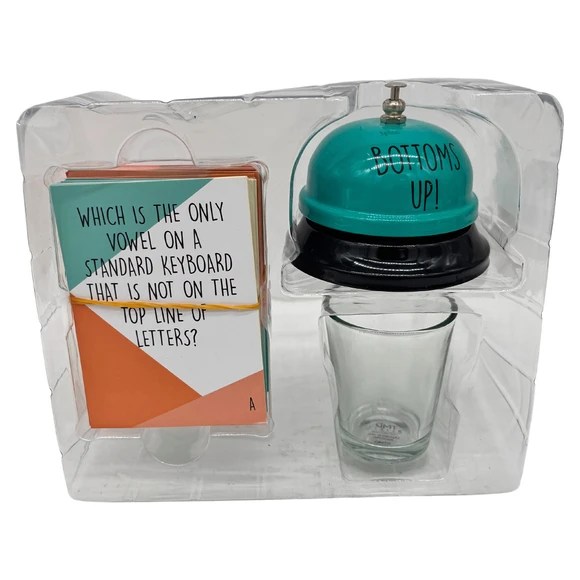 Turnt Up Trivia Drinking Game with Trivia Cards Bell and Shot Glass
