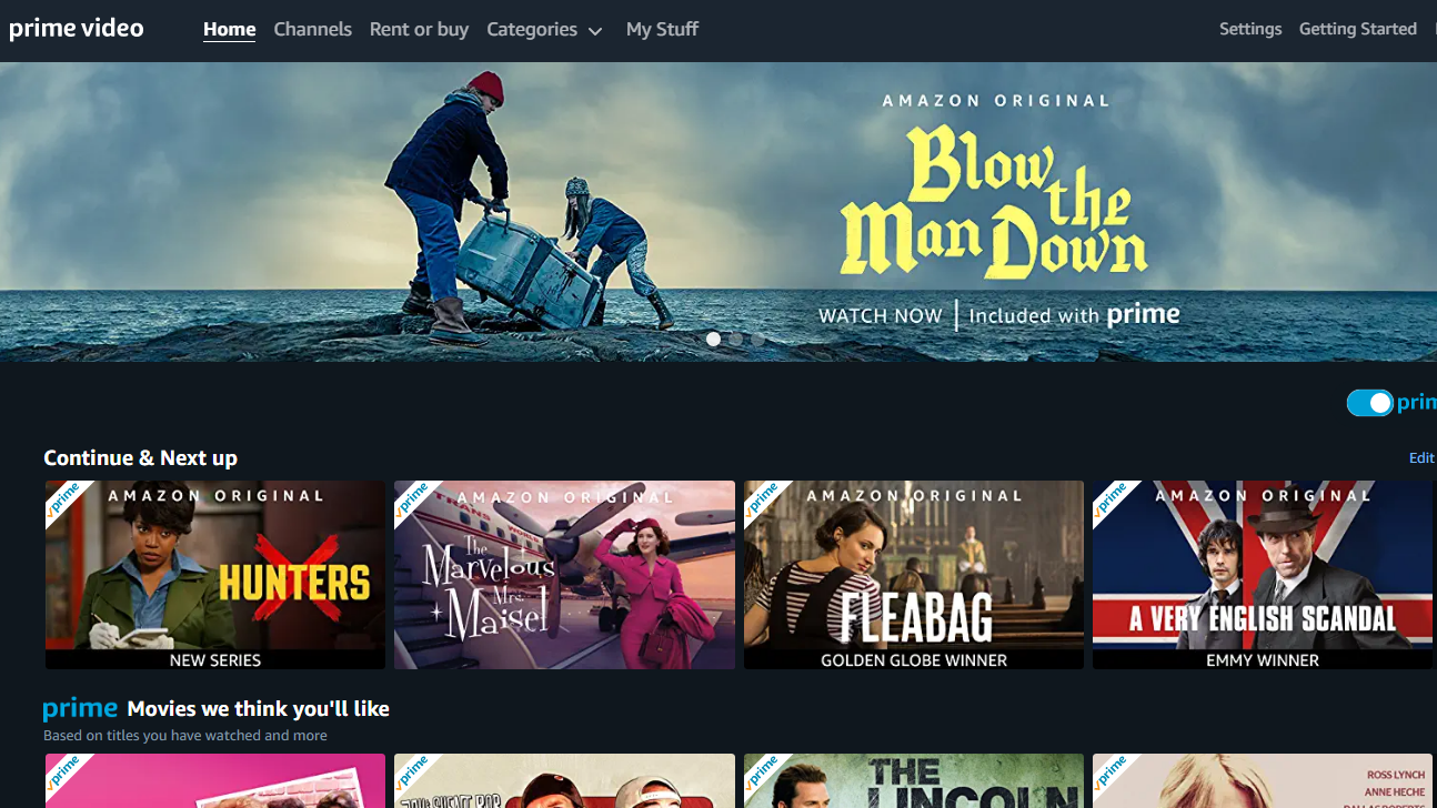 Amazon Prime Video Homepage