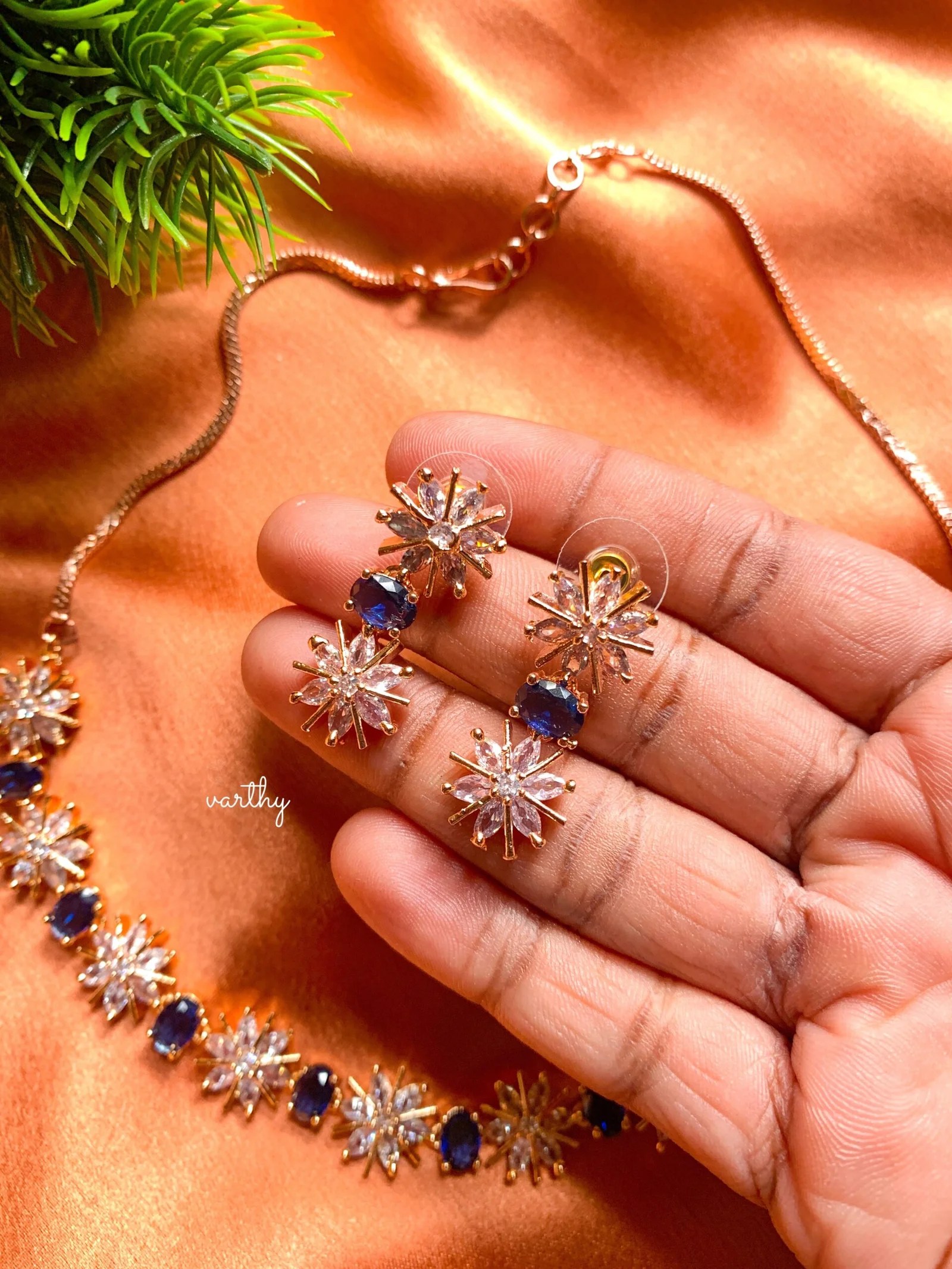 Rose Gold Flower Set Blue