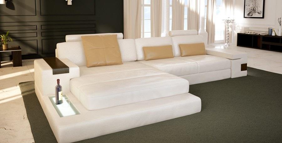 L Form Wohnlandschaft Couch Big XXL Sofa Leder Polster Ecke Schlafsofa