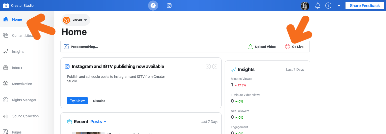 Facebook creator studio sandmoli