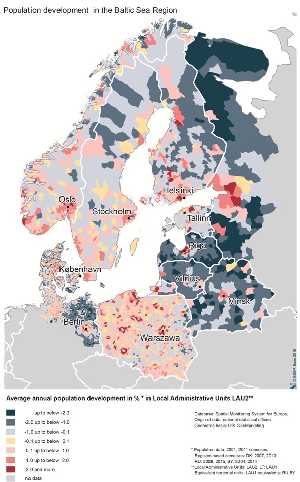 Map on Population in the Baltic Sea Region VASAB