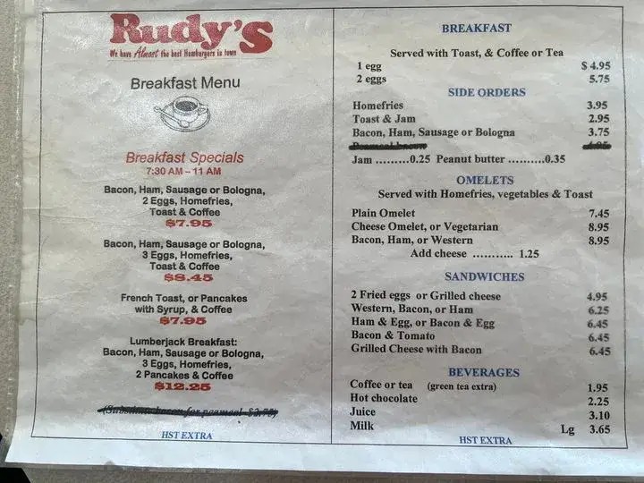 Rudy's Breakfast Hours, Menu & Prices 2024