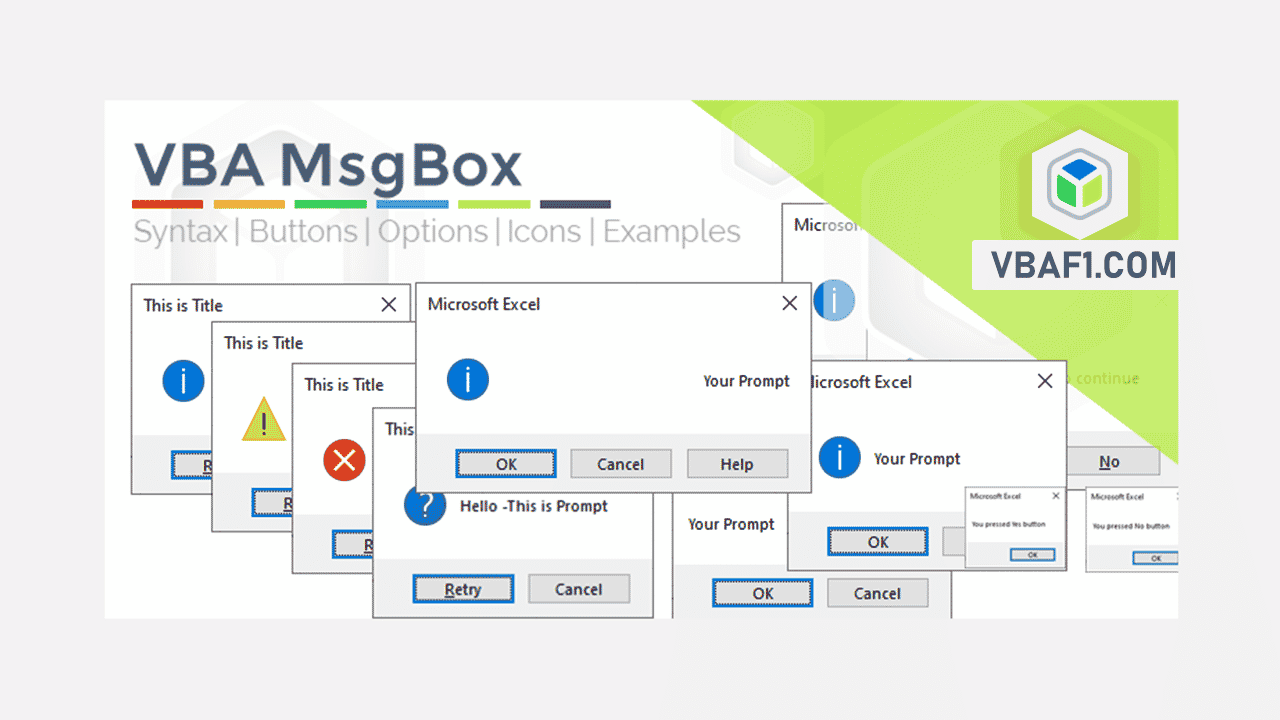 VBA MsgBox Syntax & Examples