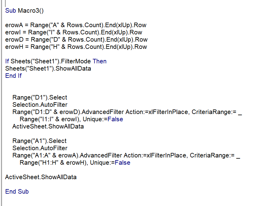 Filter Column by Another Column VBA Excel VBA Tutorial Code