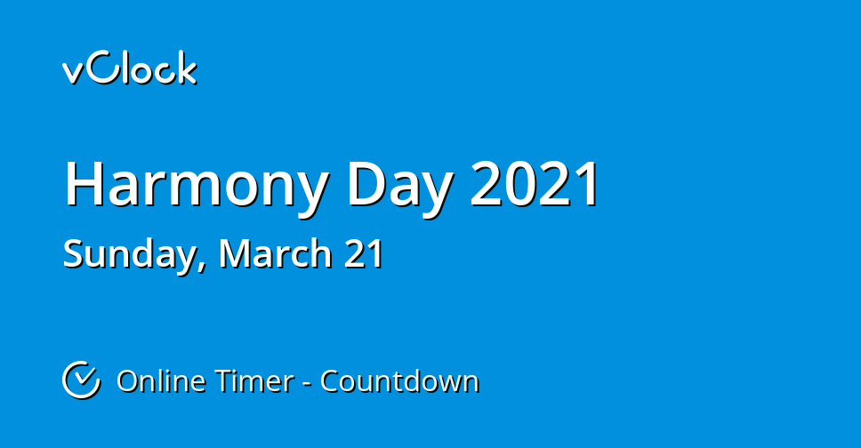 When is Harmony Day 2021 Countdown Timer Online vClock