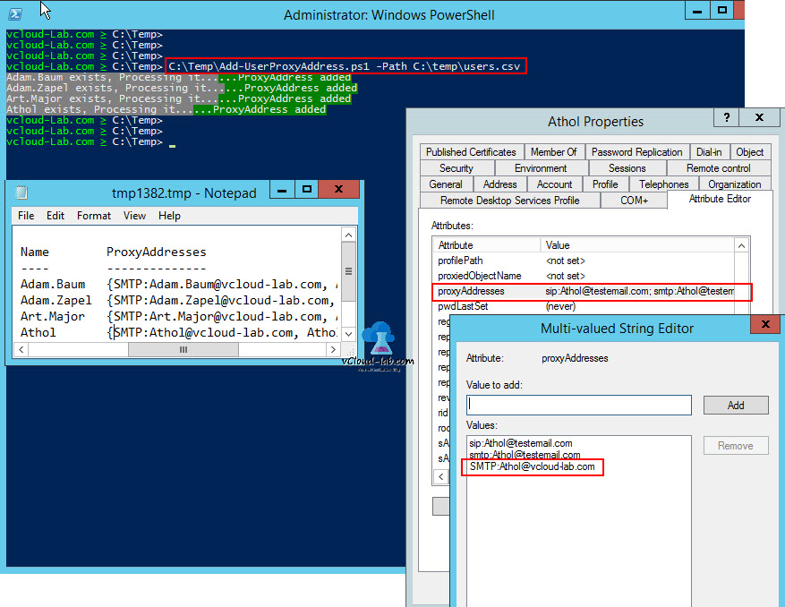 POWERSHELL ACTIVE DIRECTORY ADD OR UPDATE PROXYADDRESSES IN USER