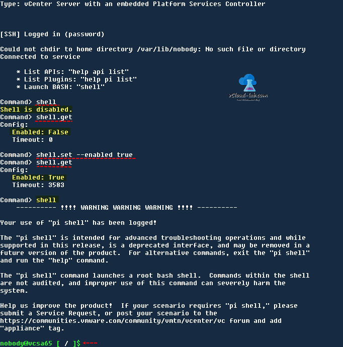 Enable or disable SSH on VMWare vCenter Server Appliance (VCSA) vGeek
