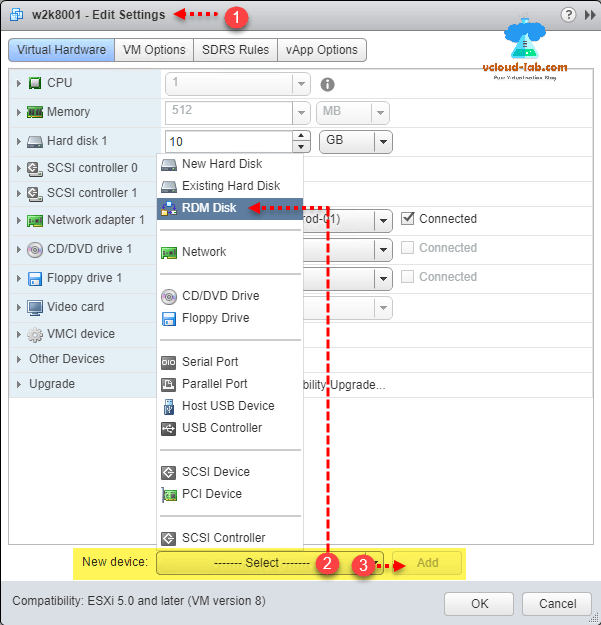 Adding and sharing RDM disk to multiple VMs in VMware step by step