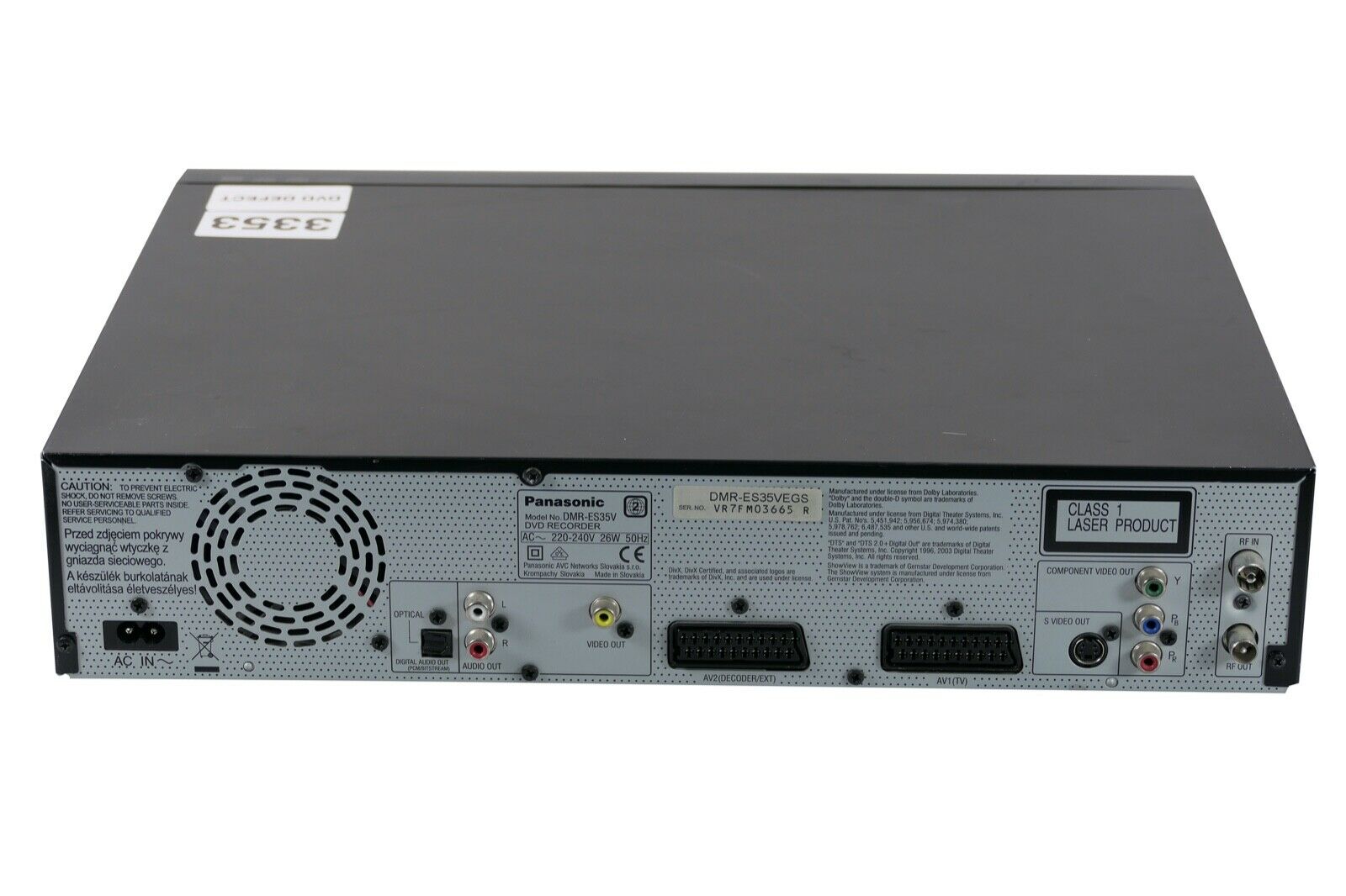 Panasonic DMR-ES35 - VHS & DVD recorder (Parts or Repair) | VCRShop