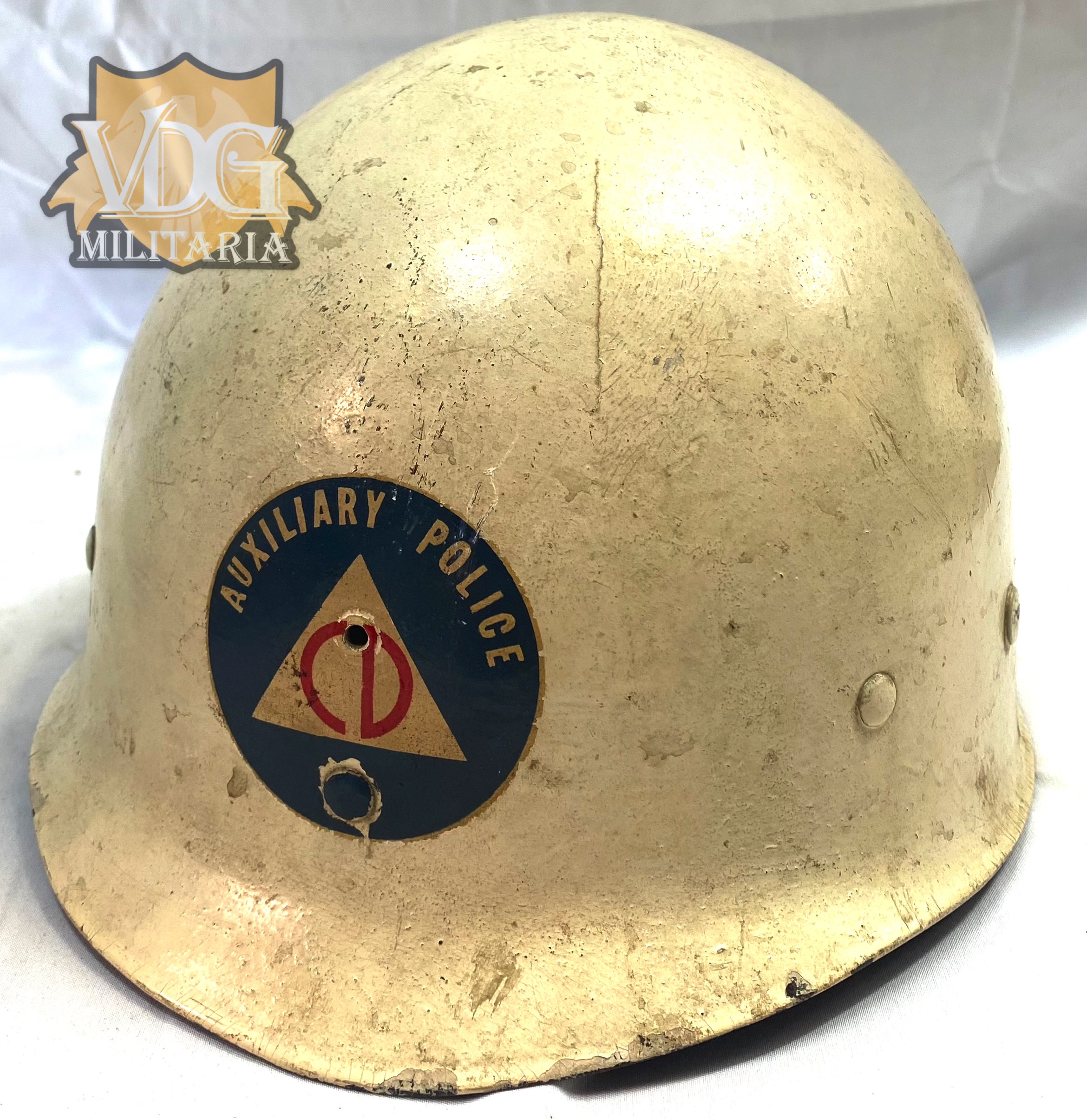 US Civil Defense Auxiliary Police CD M1 Painted WW2 Era CAPAC Helmet
