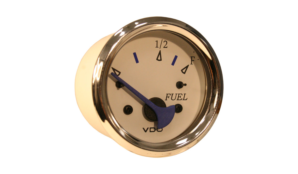 Cockpit Marine White Fuel Level Gauge. Use with Marine 24033 Ohm Fuel