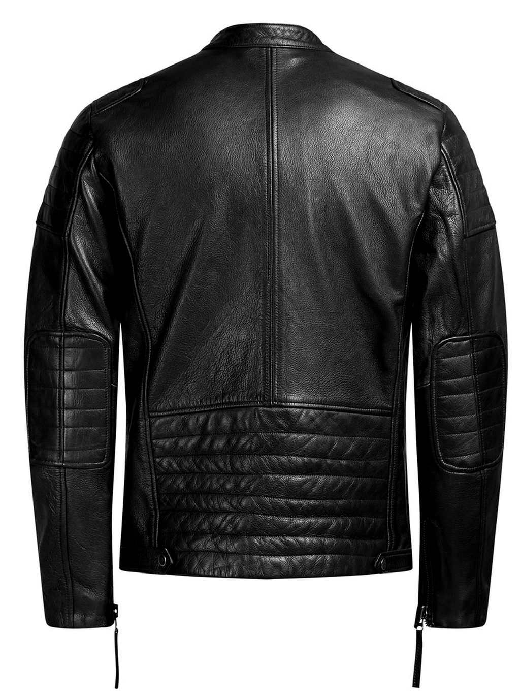 Black Biker Motorcycle Faux Leather Jacket for Men VearFit