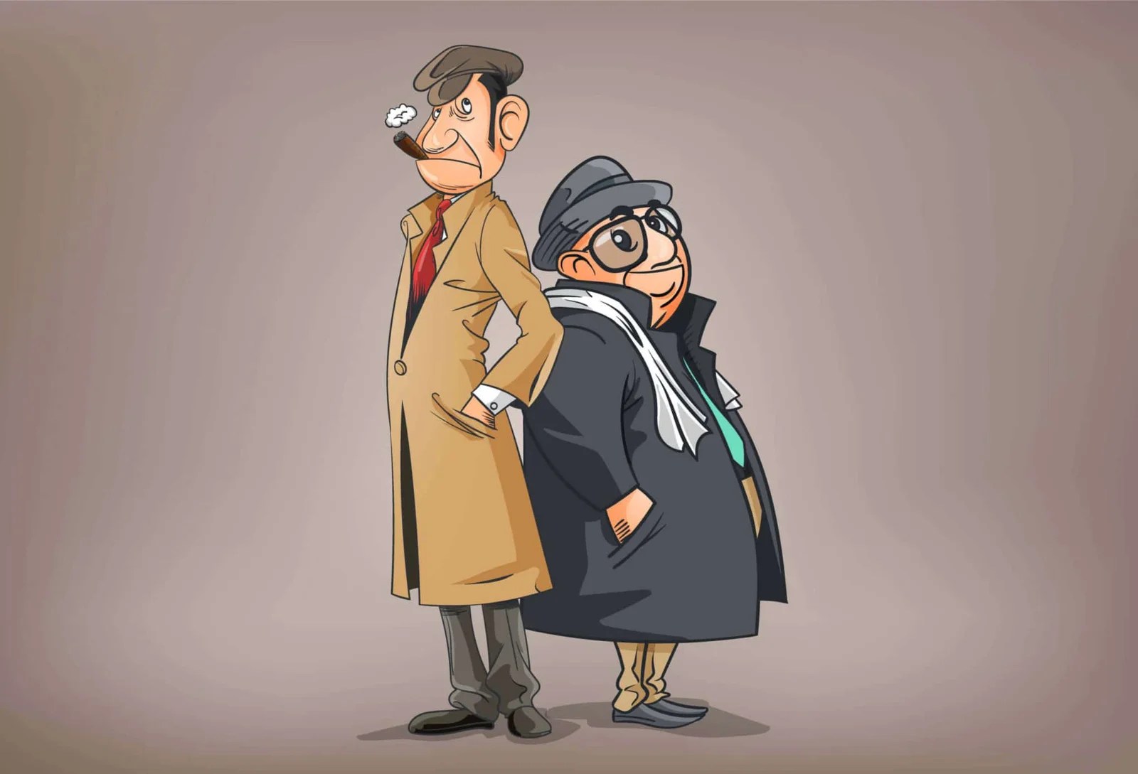 Two Detectives Cartoon Illustration Vectogravic Design