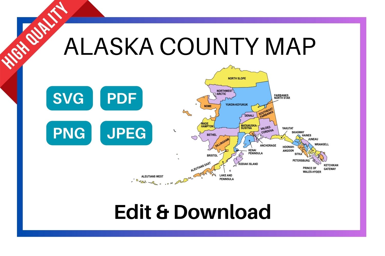 Alaska County Map Editable & Printable State County Maps