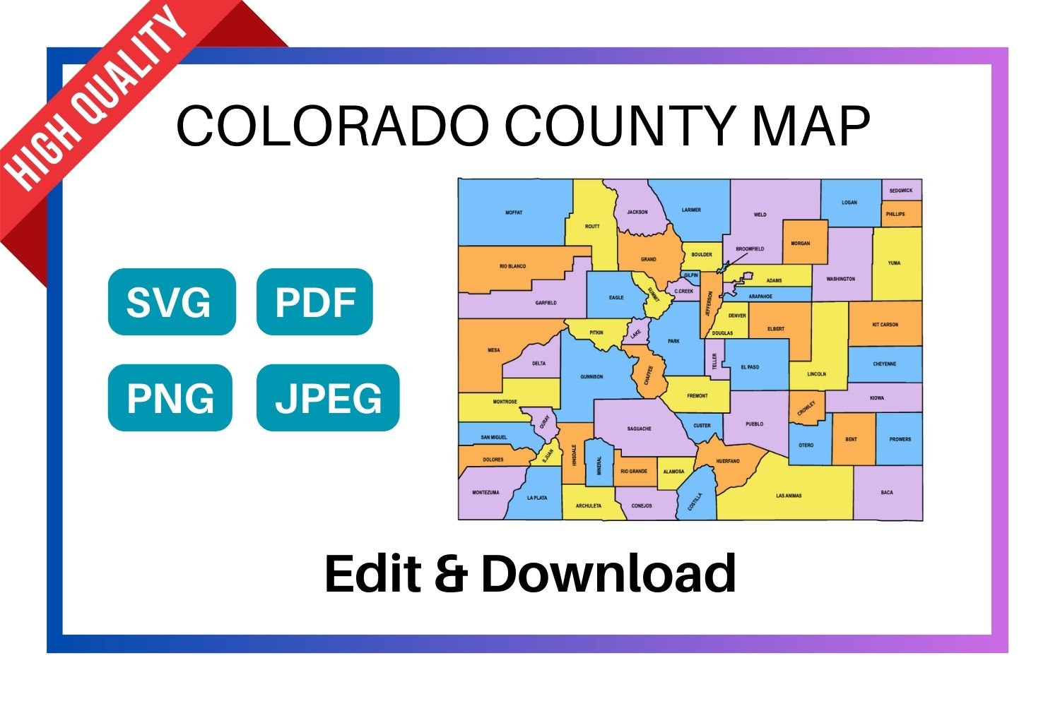 Colorado County Map Editable & Printable State County Maps