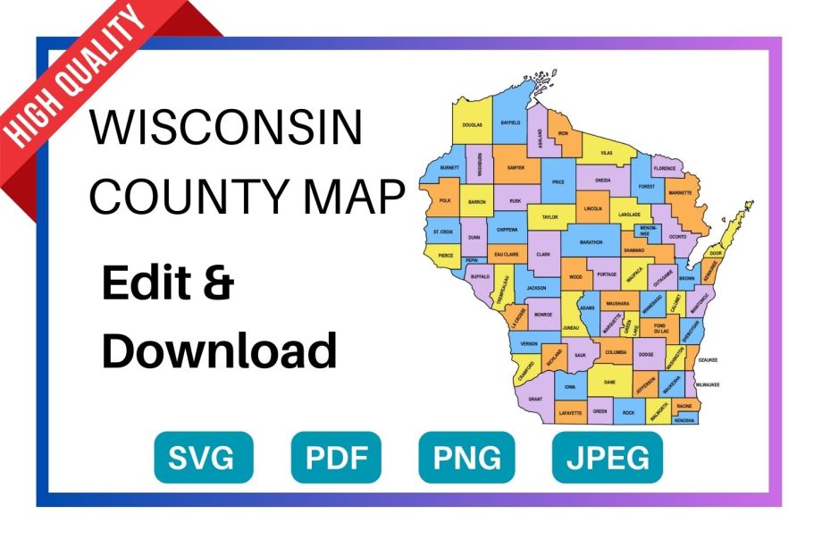 Wisconsin County Map: Editable & Printable State County Maps