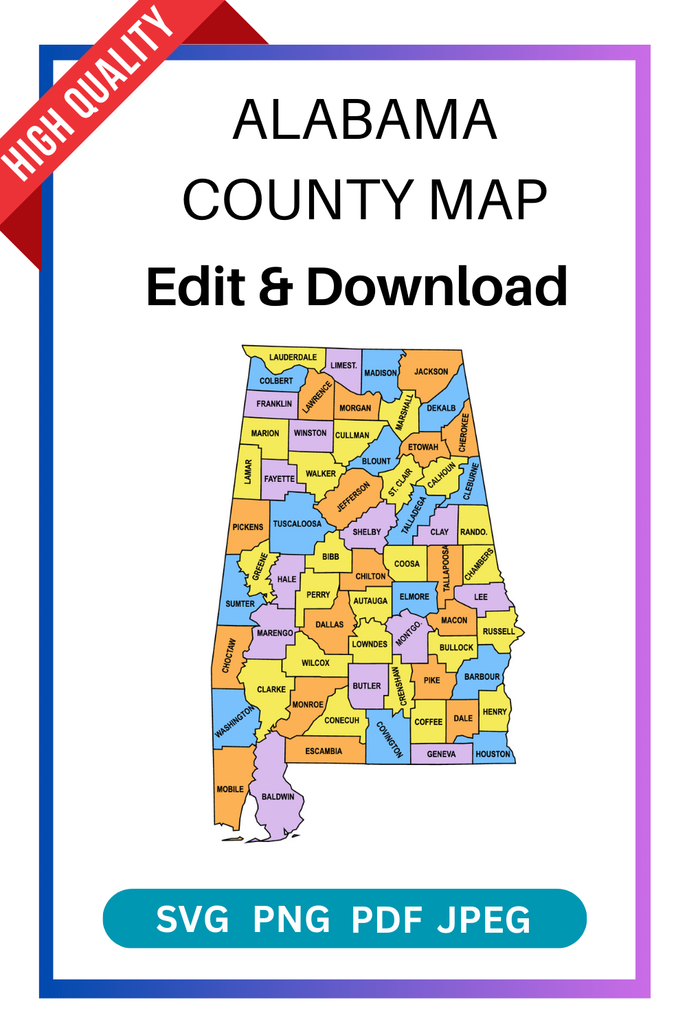 Alabama County Map: Editable & Printable State County Maps