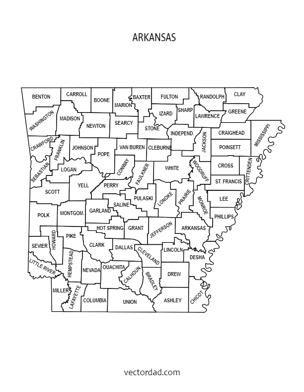 Arkansas County Map: Editable & Printable State County Maps