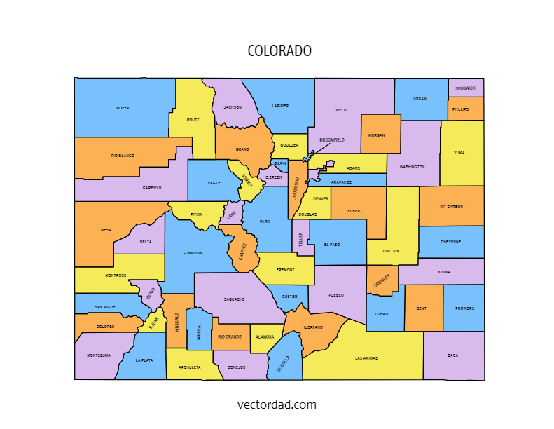 Printable County Map Of Colorado