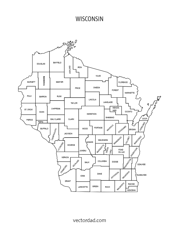 Wisconsin County Map: Editable & Printable State County Maps