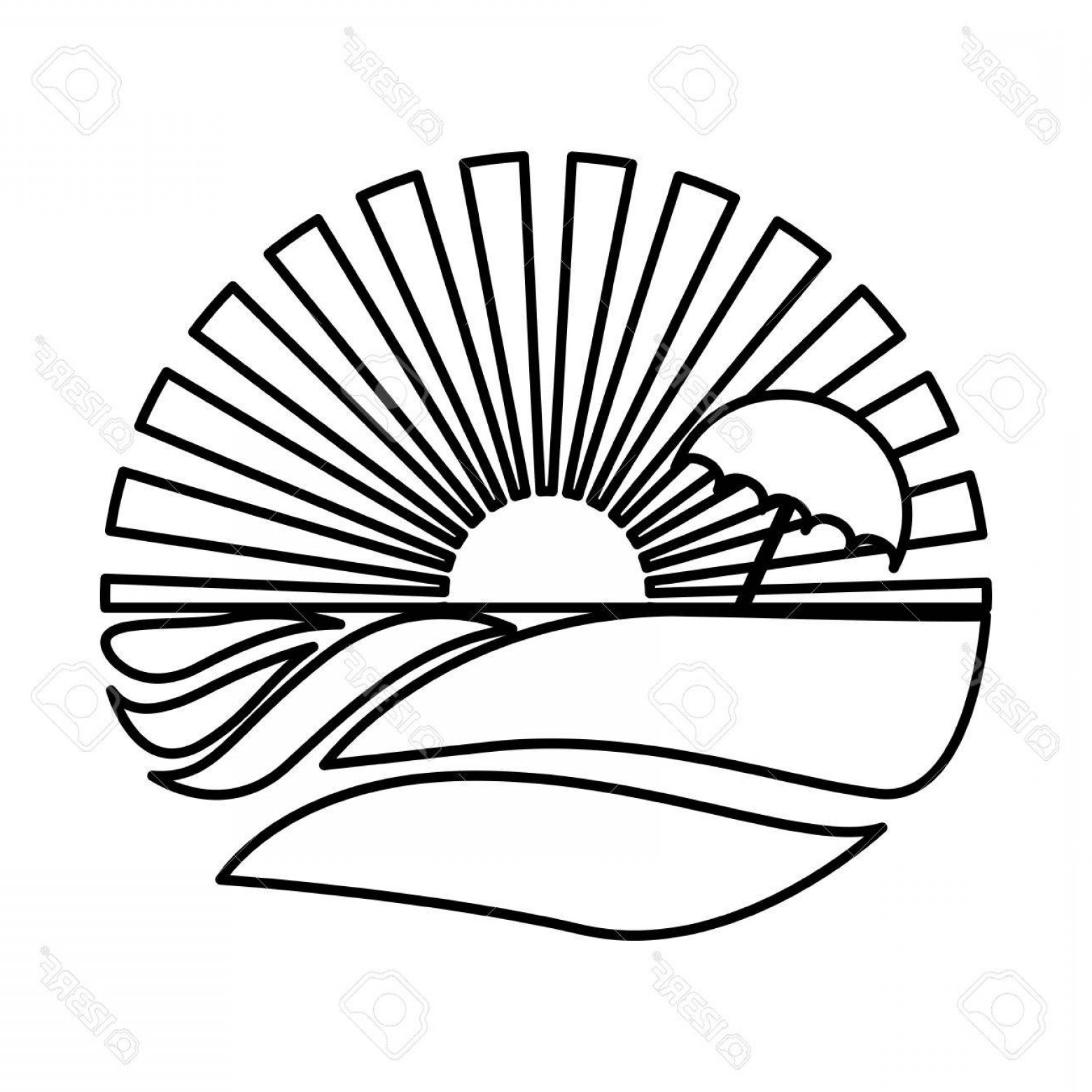 Beach Vector Black And White at Collection of Beach