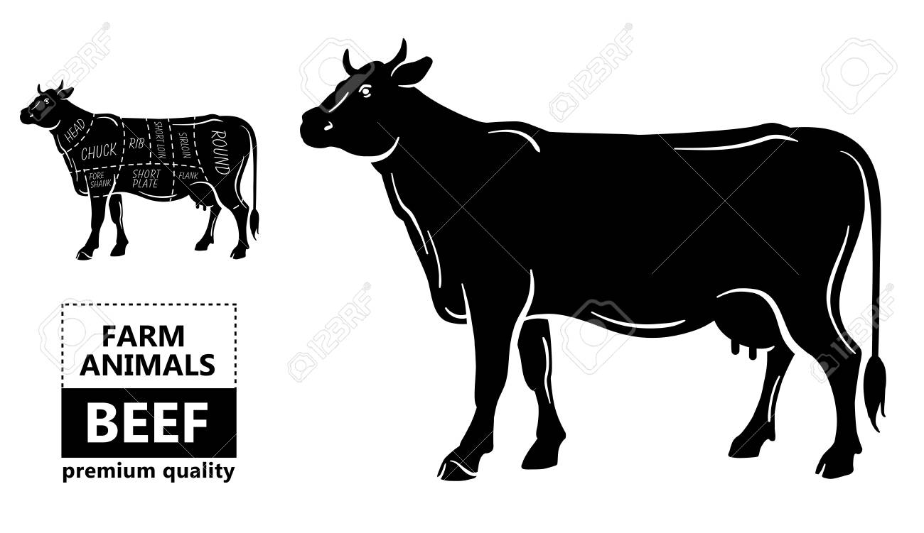 Beef Cow Silhouette Vector at Collection of Beef Cow