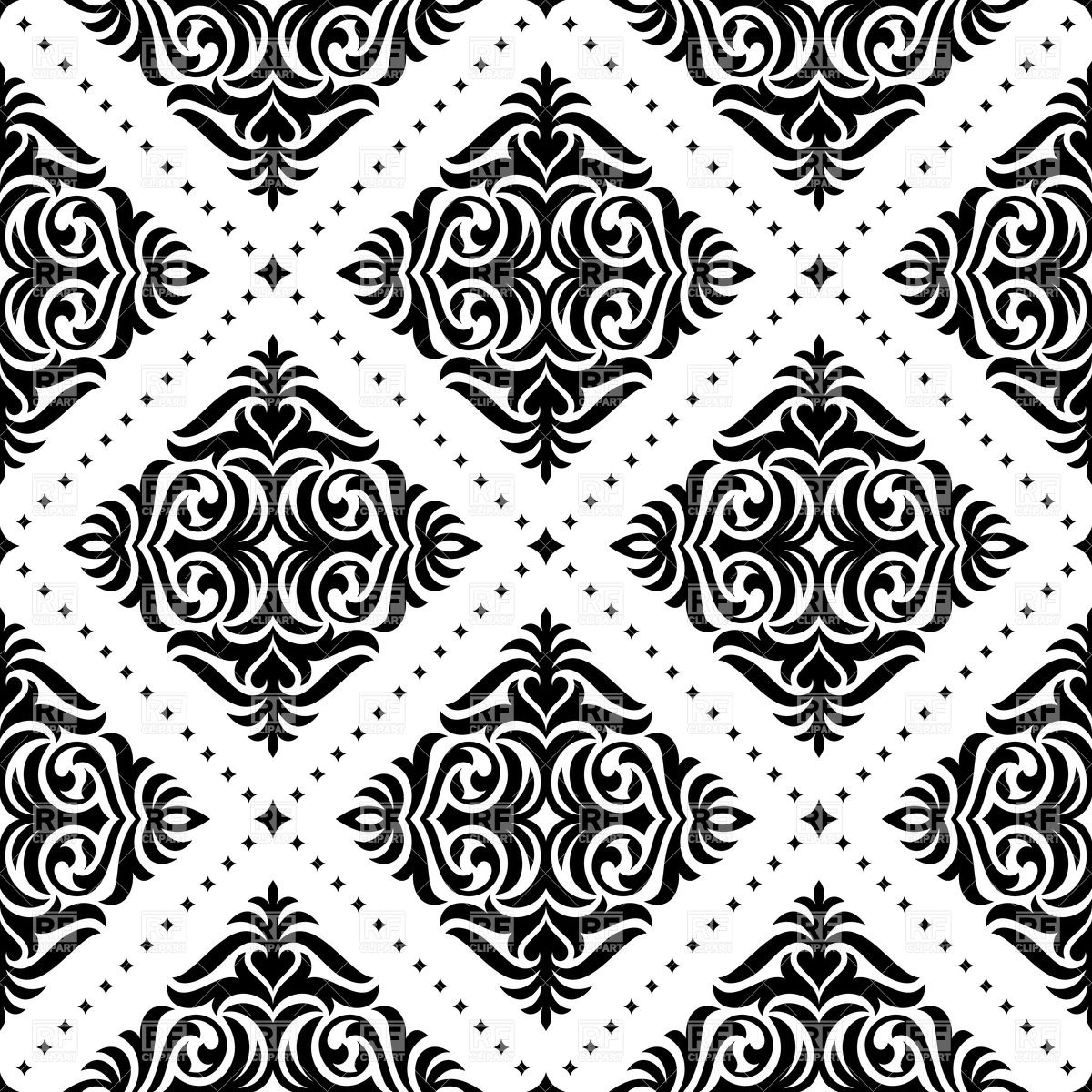 Black And White Damask Vector at Collection of Black