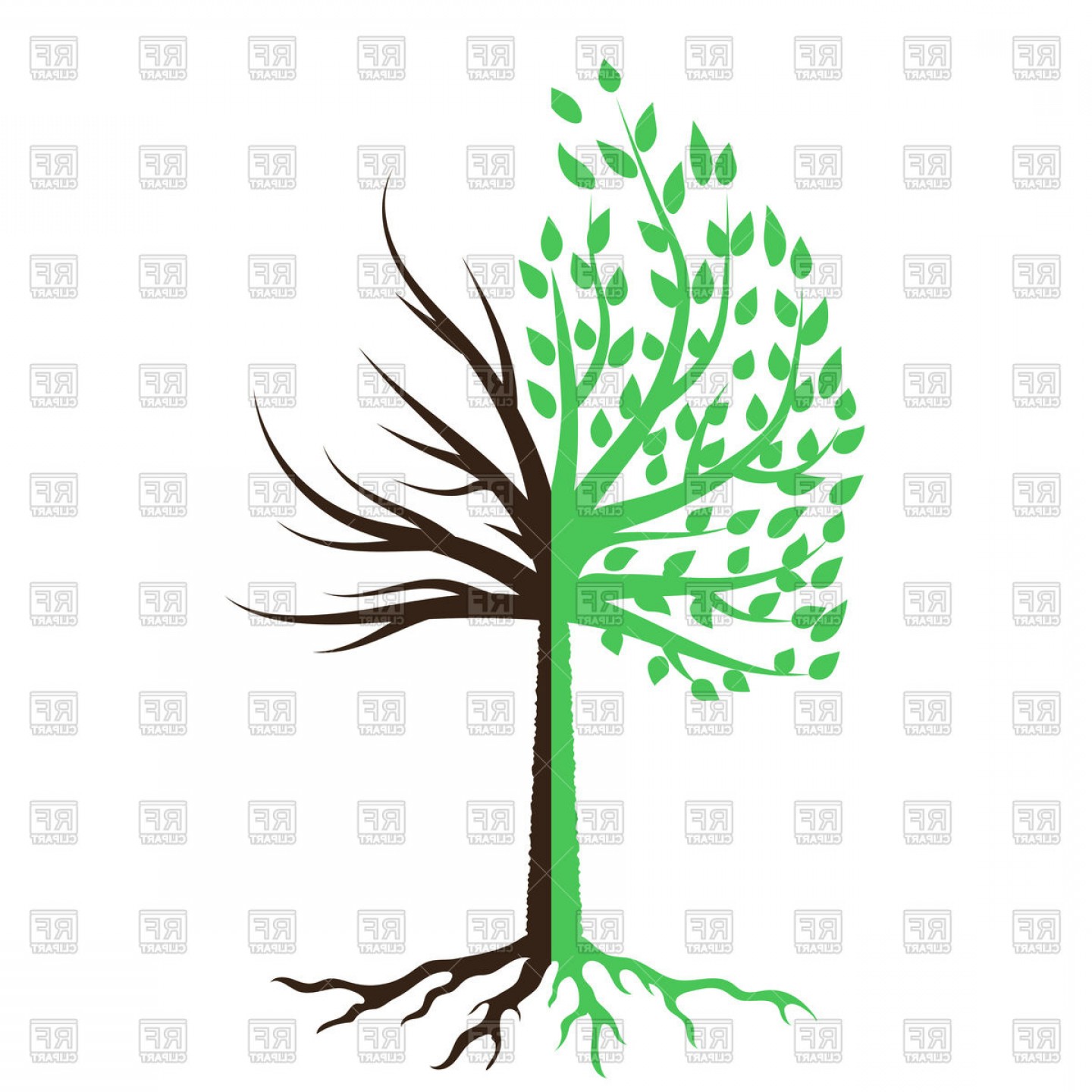 Tree Is Half Dead And Half Alive Vector Illustration, 41 OFF