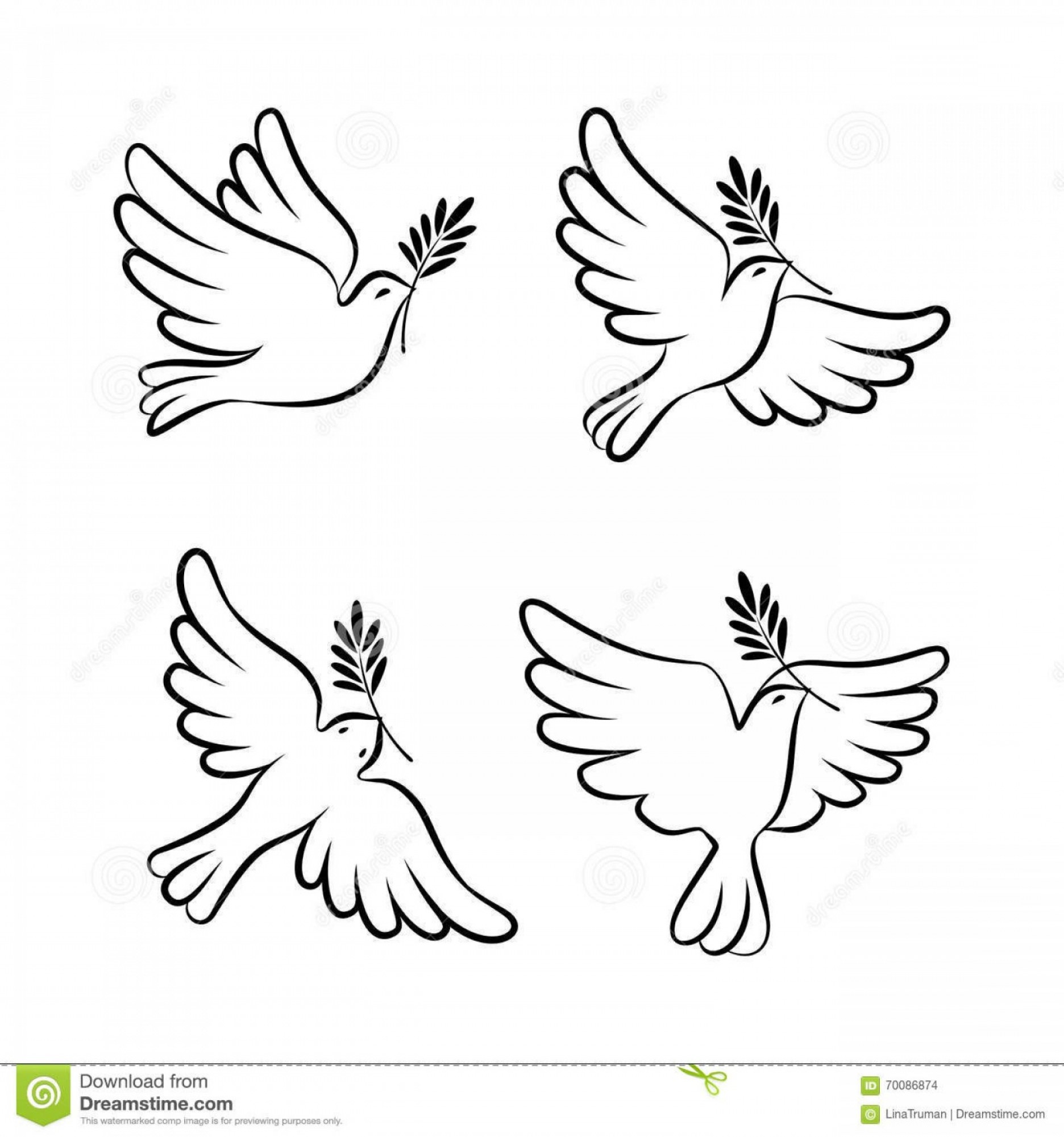 Dove Outline Vector at Collection of Dove Outline