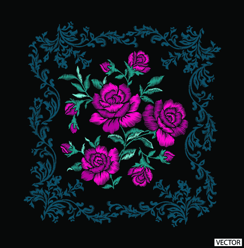 Embroidery Flower Vector at Collection of Embroidery
