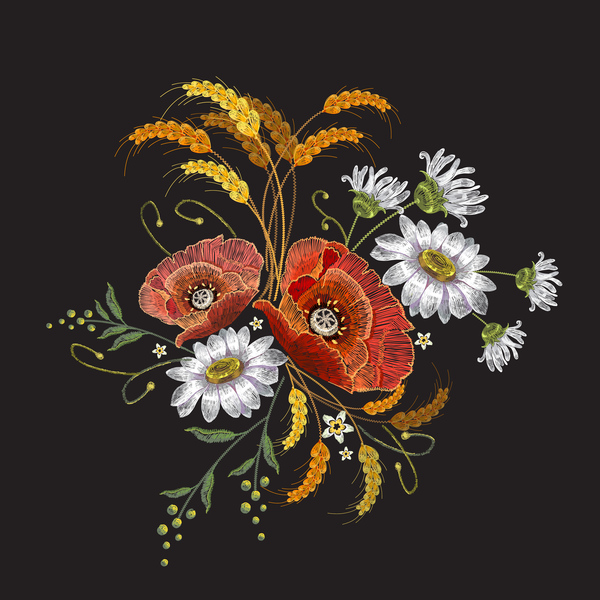 Embroidery Flower Vector at Collection of Embroidery Flower Vector free for