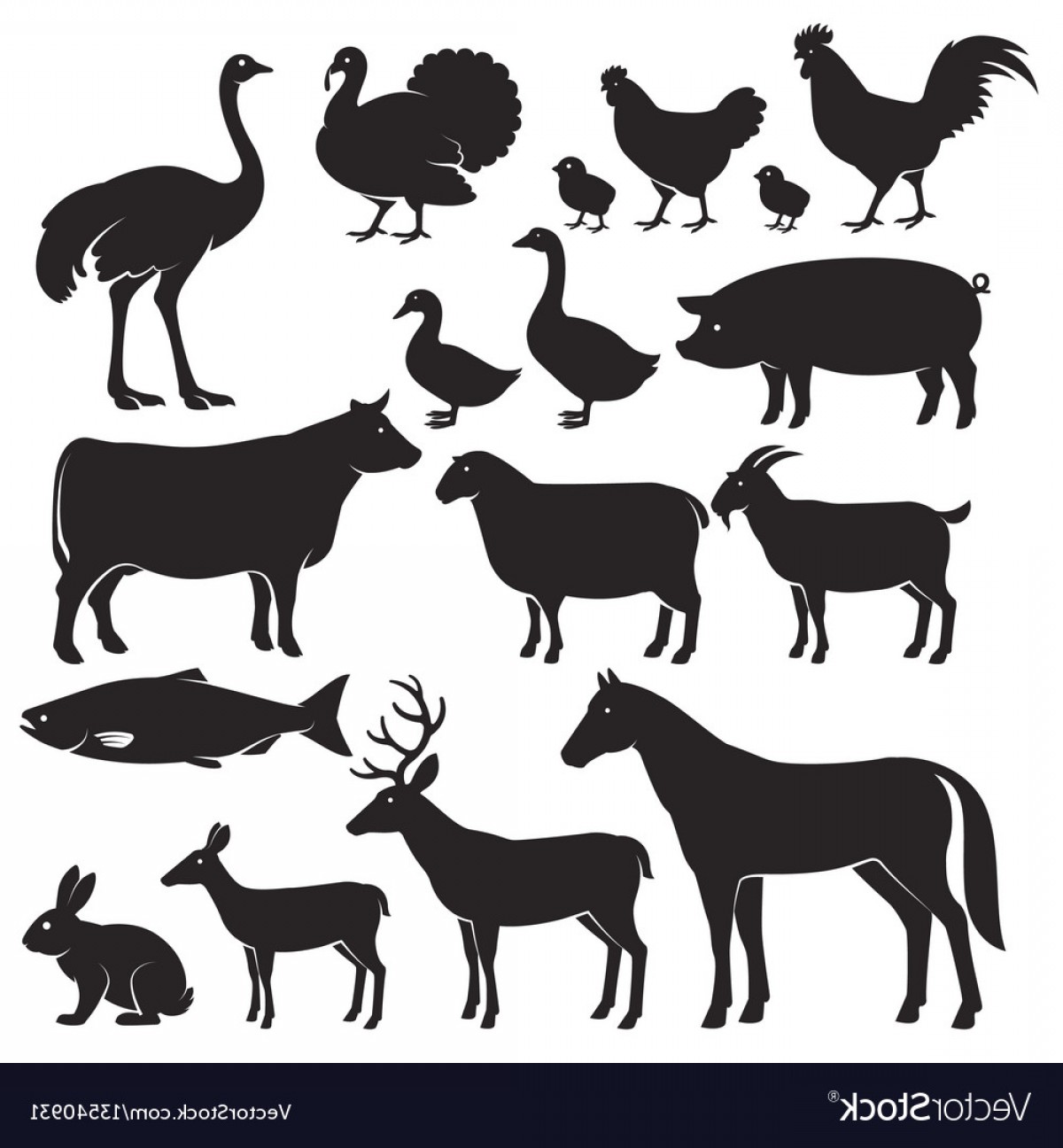 Farm Animal Silhouette Vector at Collection of Farm