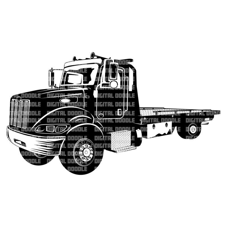 Flatbed Tow Truck Vector at Collection of Flatbed Tow