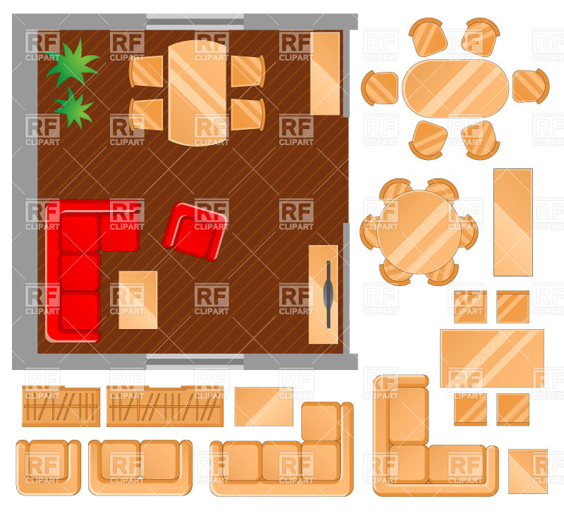 Floor Plan Furniture Vector at Collection of Floor