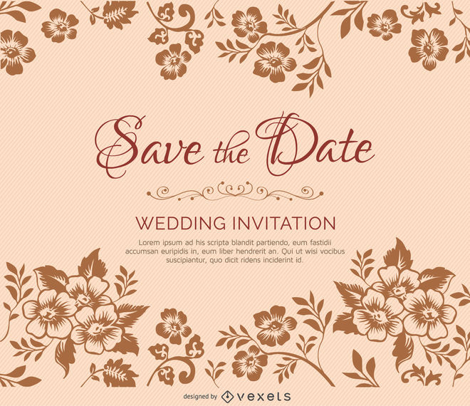 Floral Wedding Invitation Vector at Collection of