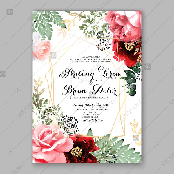 Floral Wedding Invitation Vector at Collection of