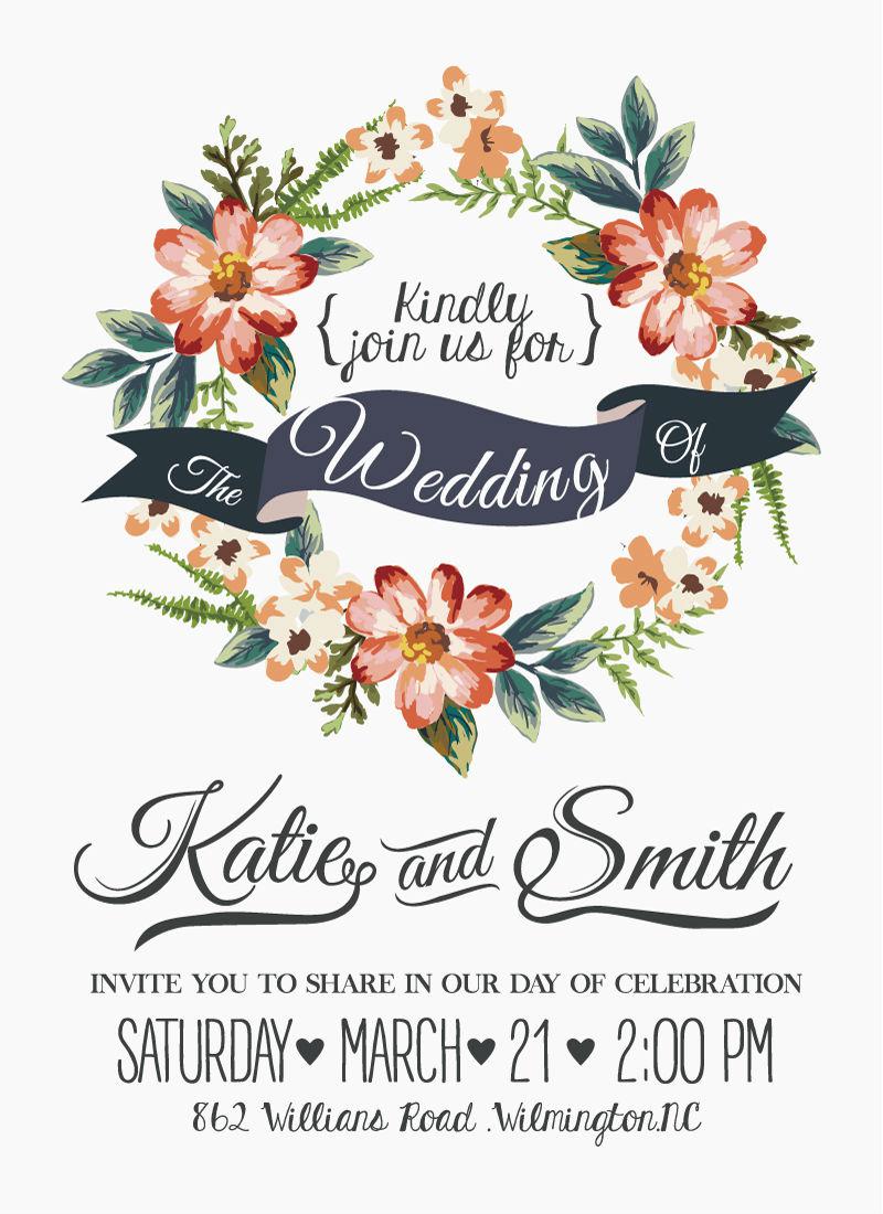 Floral Wedding Invitation Vector at Collection of