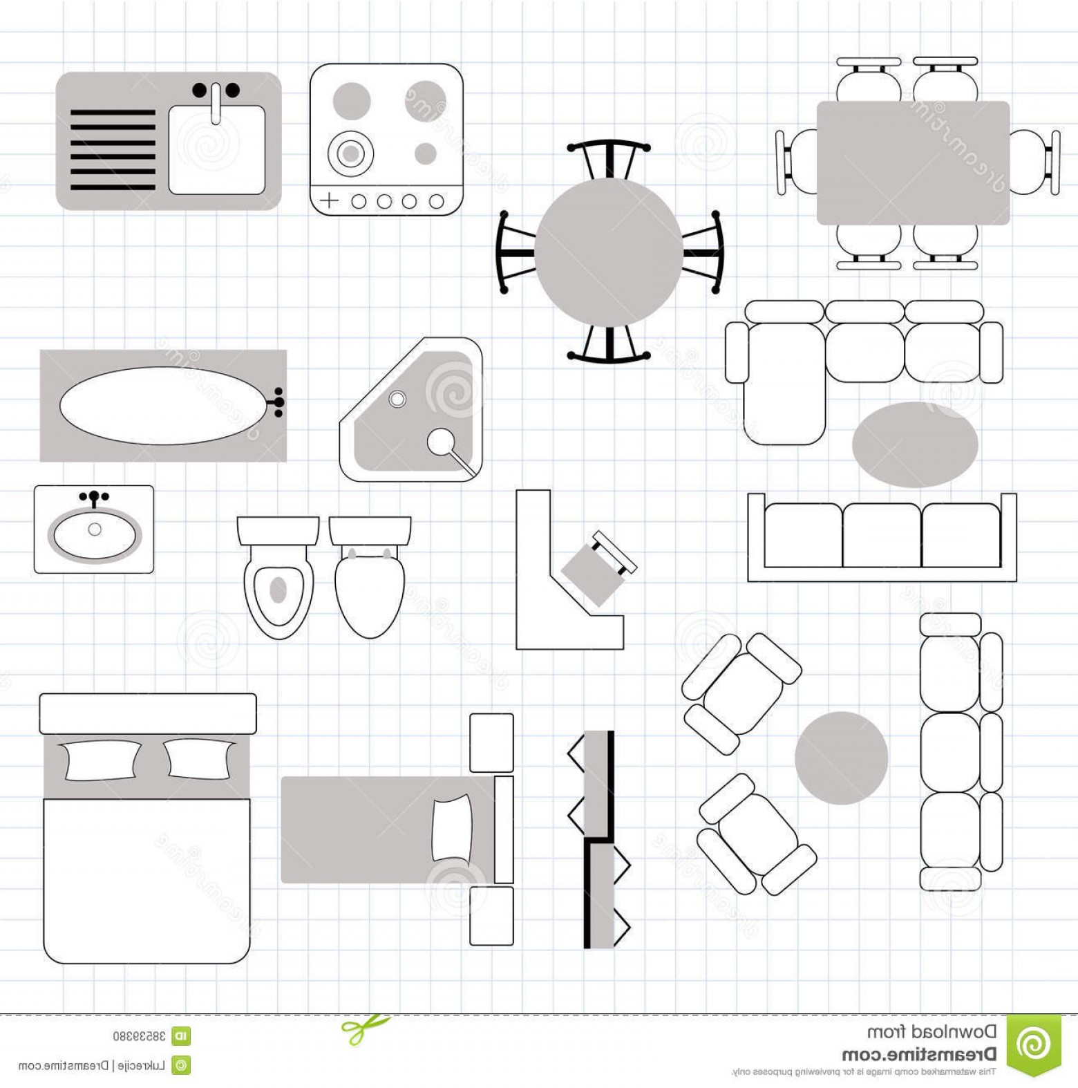 Furniture Plan Vector at Collection of Furniture Plan