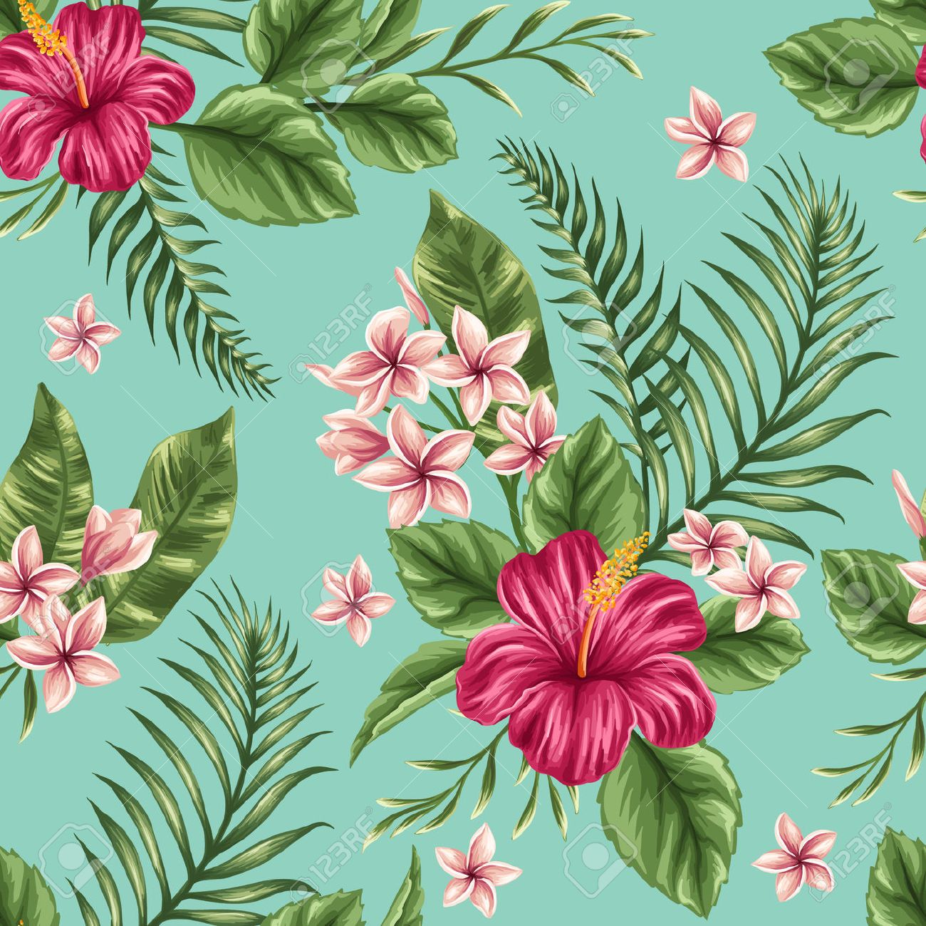 Hawaiian Flower Pattern Vector at Collection of