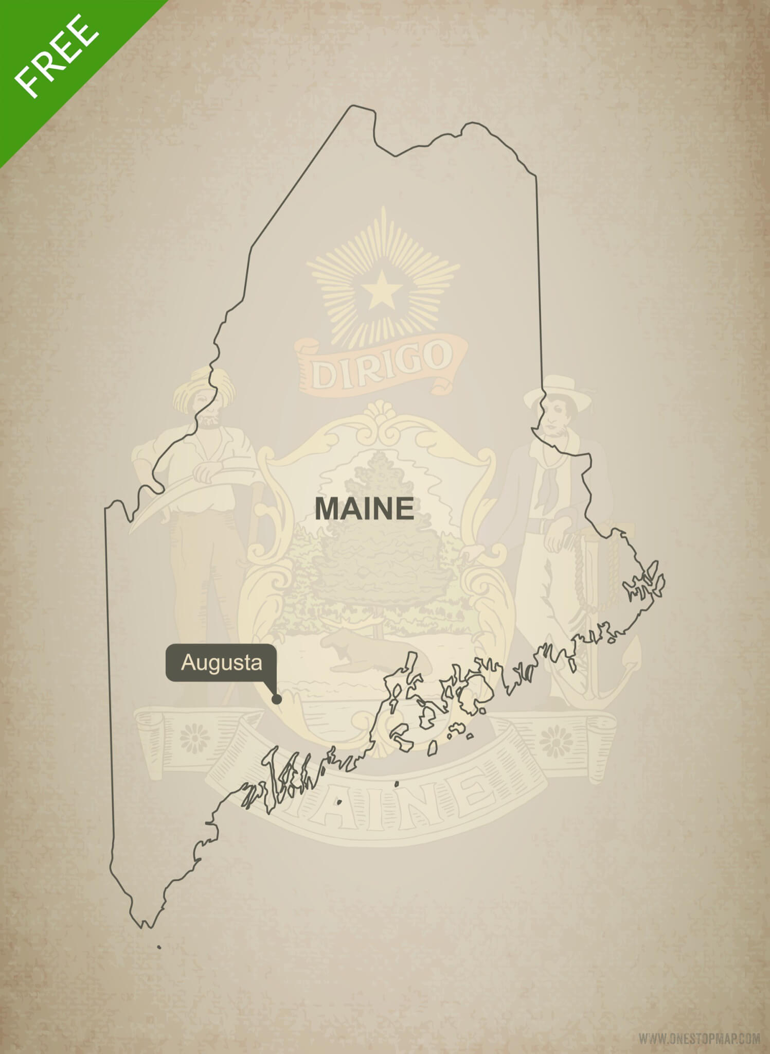 Maine Outline Vector at Collection of Maine Outline