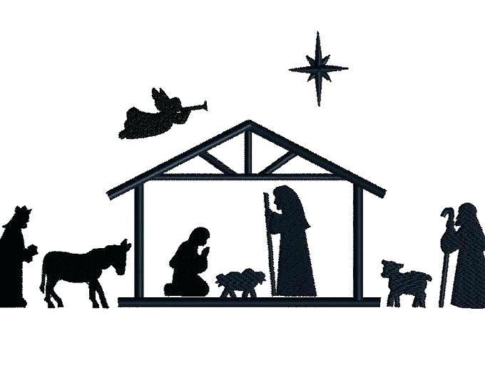 Nativity Scene Silhouette Vector at Collection of