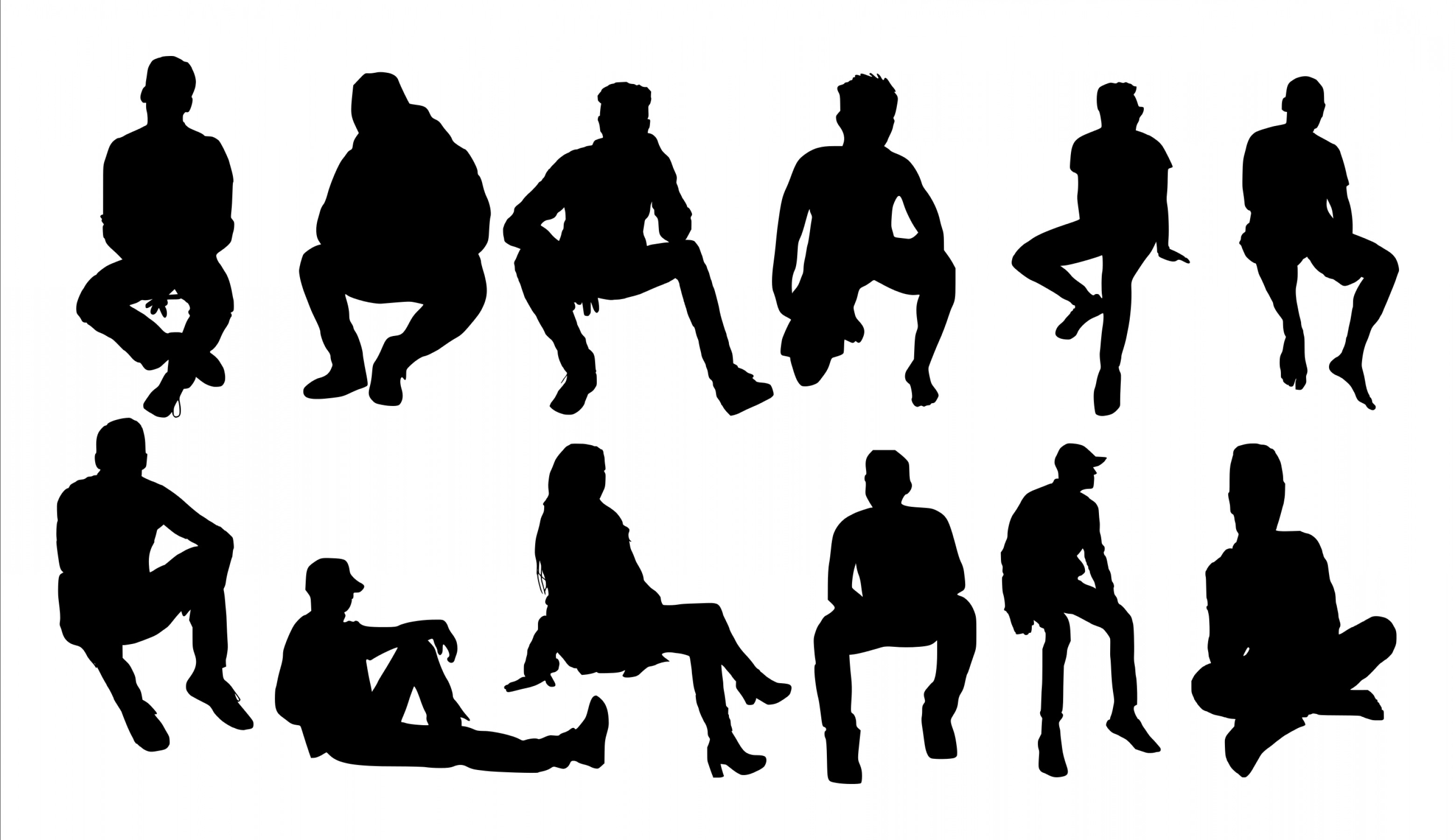 People Sitting Silhouette Vector at Collection of