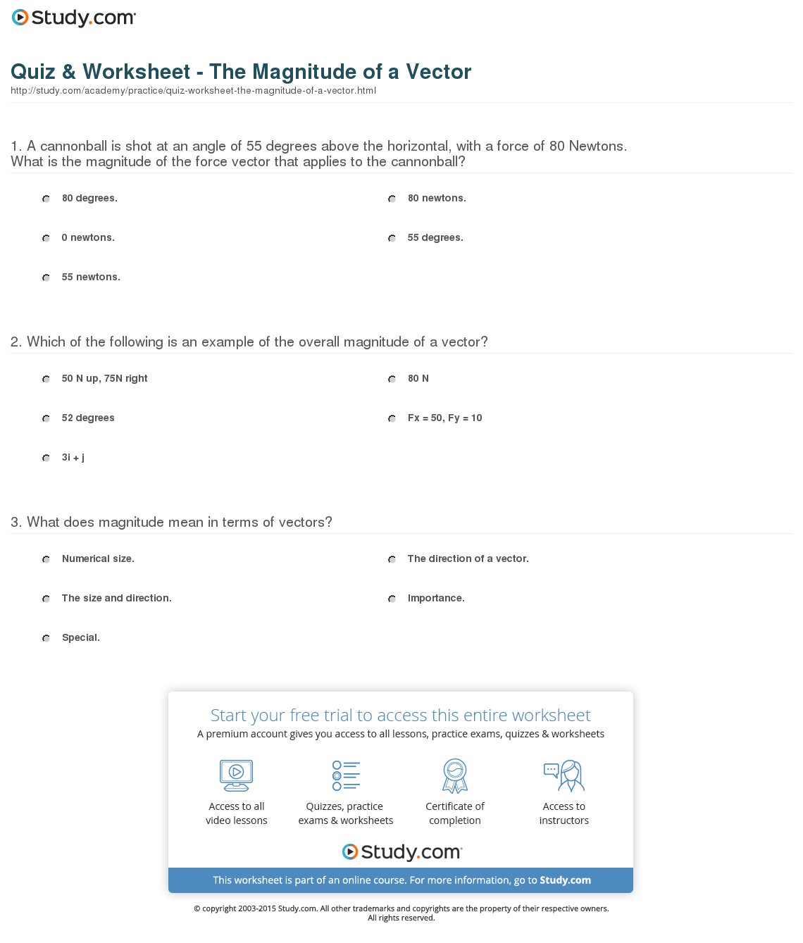 Vector Worksheets With Answers at Vectorified.com | Collection of