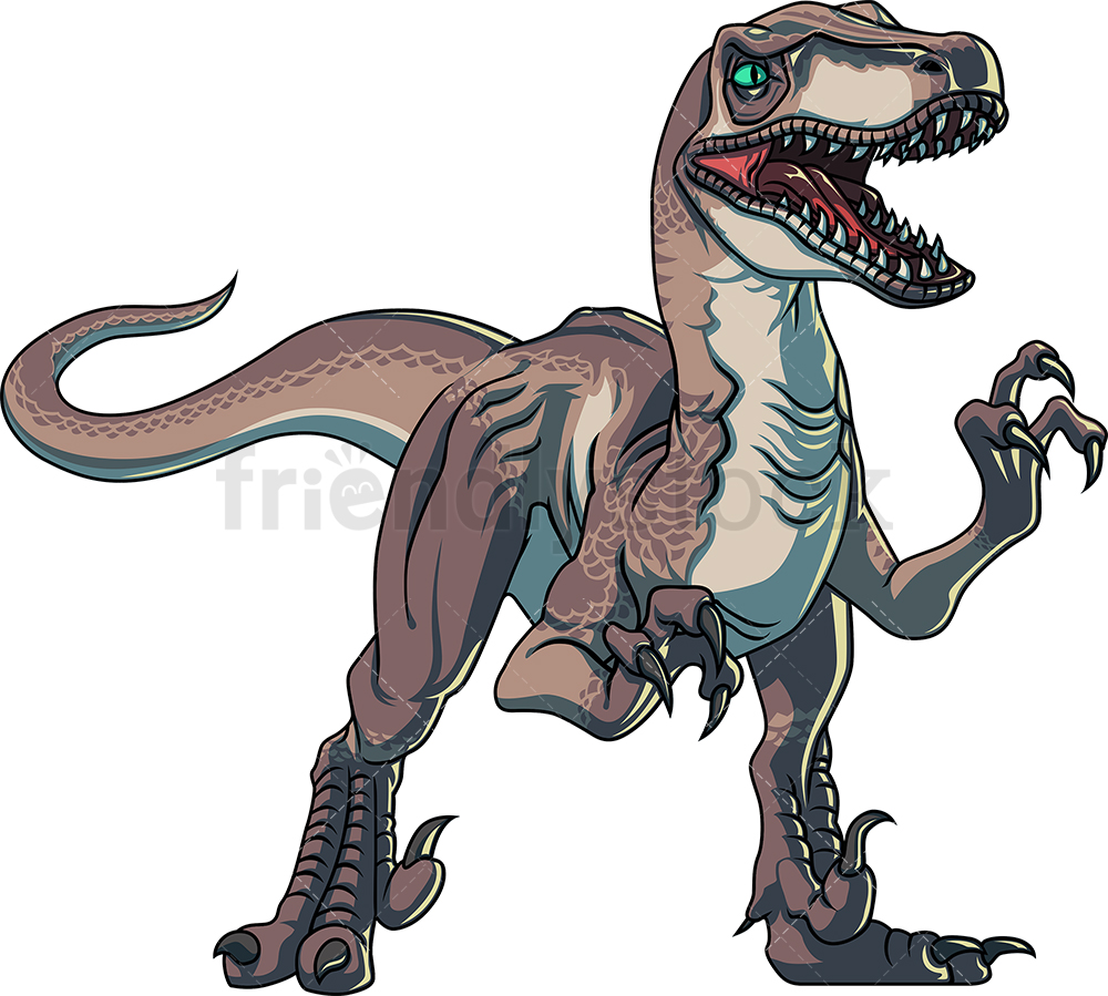 Cartoon Velociraptor Velociraptor Isolated Cartoon Background Style
